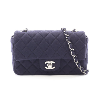 ミニマトラッセ20 チェーンショルダーバッグ コットンジャージ ネイビー シルバー金具 シャネル バッグ CHANEL