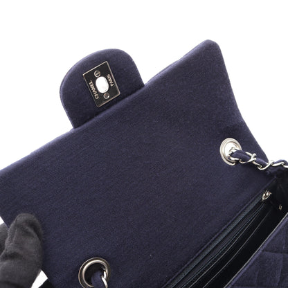 ミニマトラッセ20 チェーンショルダーバッグ コットンジャージ ネイビー シルバー金具 シャネル バッグ CHANEL