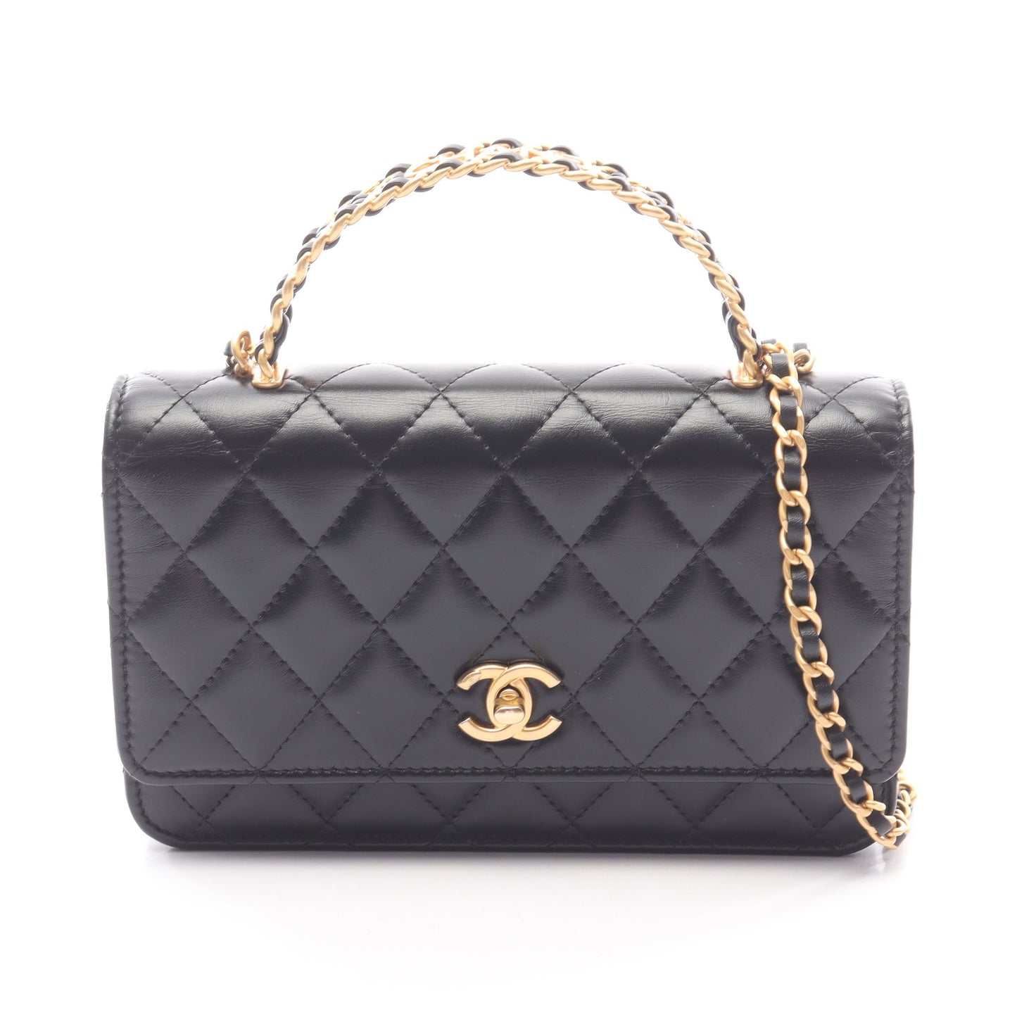 マトラッセ 2WAY チェーンウォレット ラムスキン ブラック ゴールド金具 シャネル バッグ CHANEL