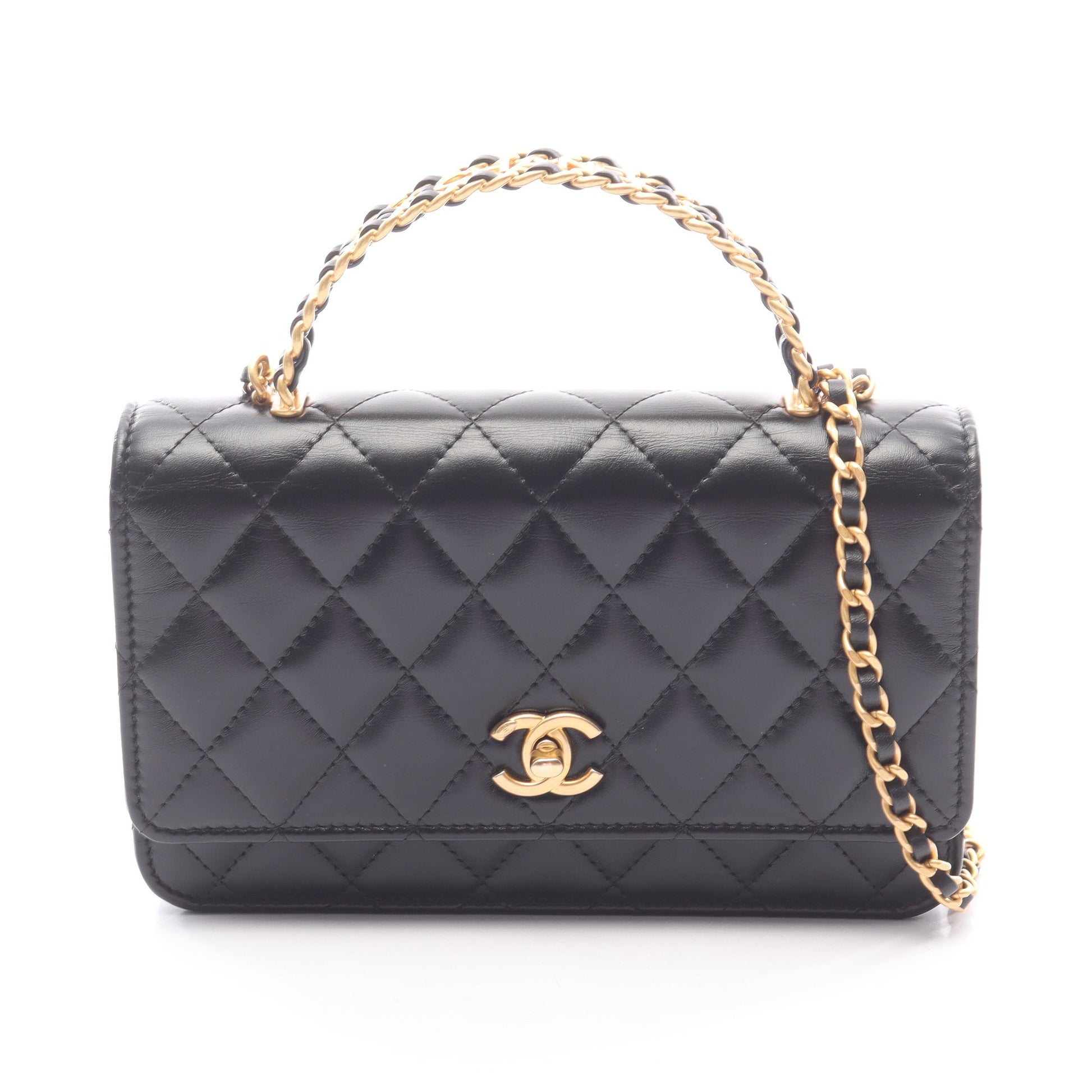 マトラッセ 2WAY チェーンウォレット ラムスキン ブラック ゴールド金具 シャネル バッグ CHANEL