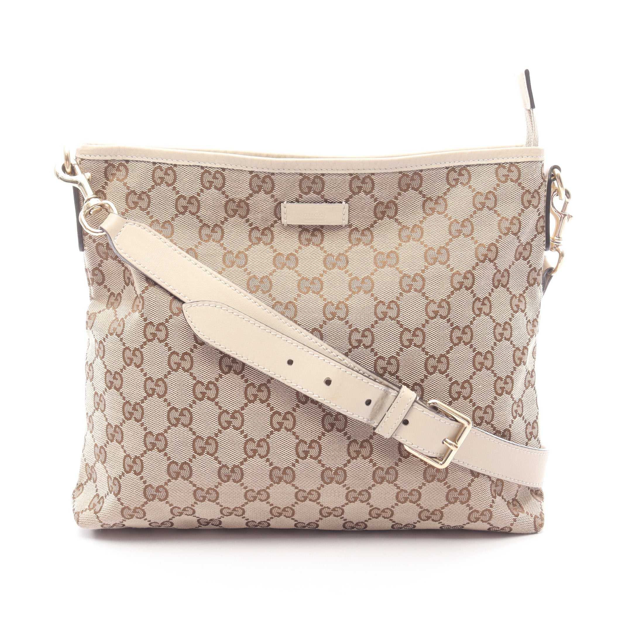【正規品】GUCCI ショルダーバッグ 145999モデル　レザー ベージュ GGキャンバス ショルダーバッグ キャンバス レザー ベージュ グッチ