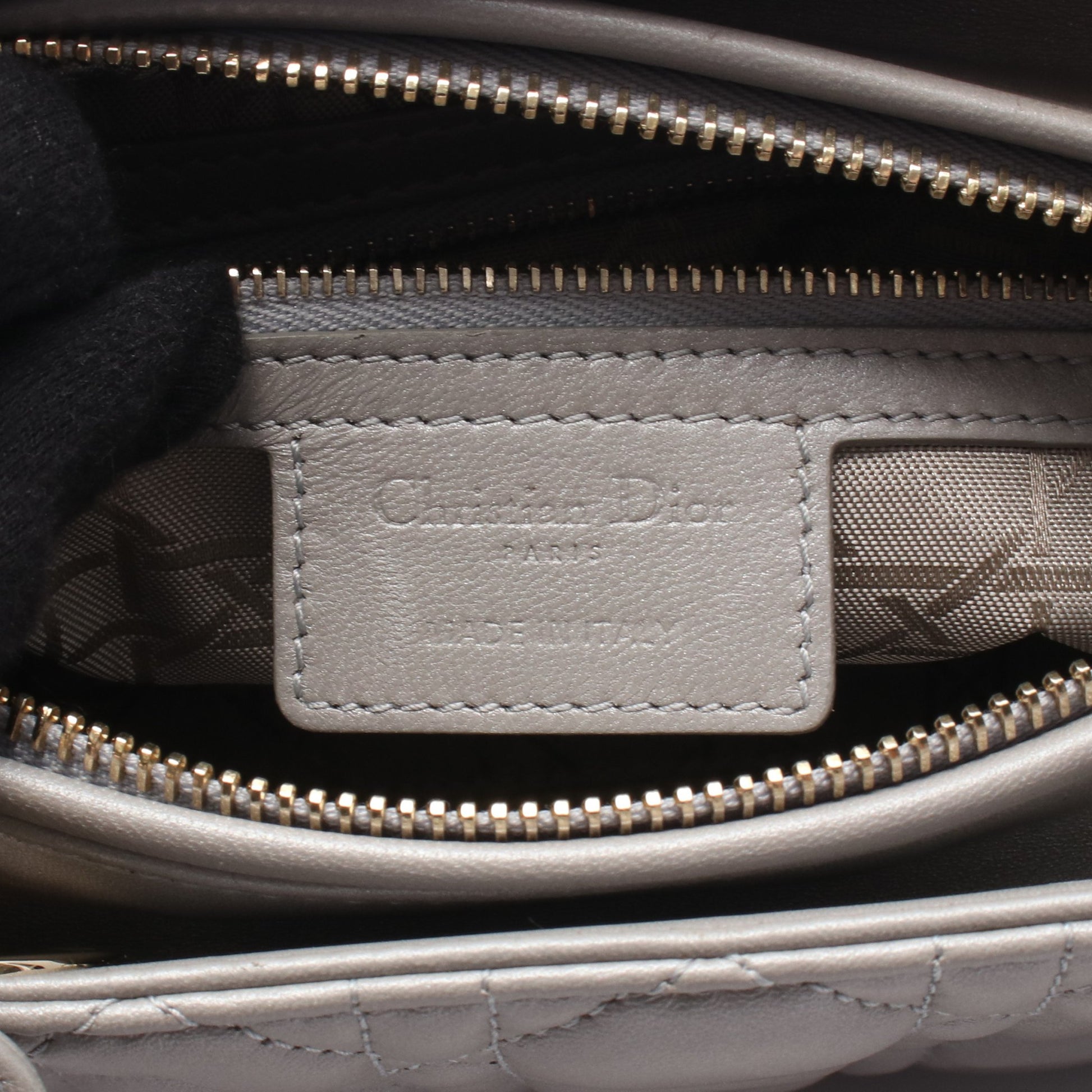 LADY DIOR レディディオール カナージュ 2WAY ハンドバッグ レザー グレー クリスチャンディオール バッグ Christian Dior