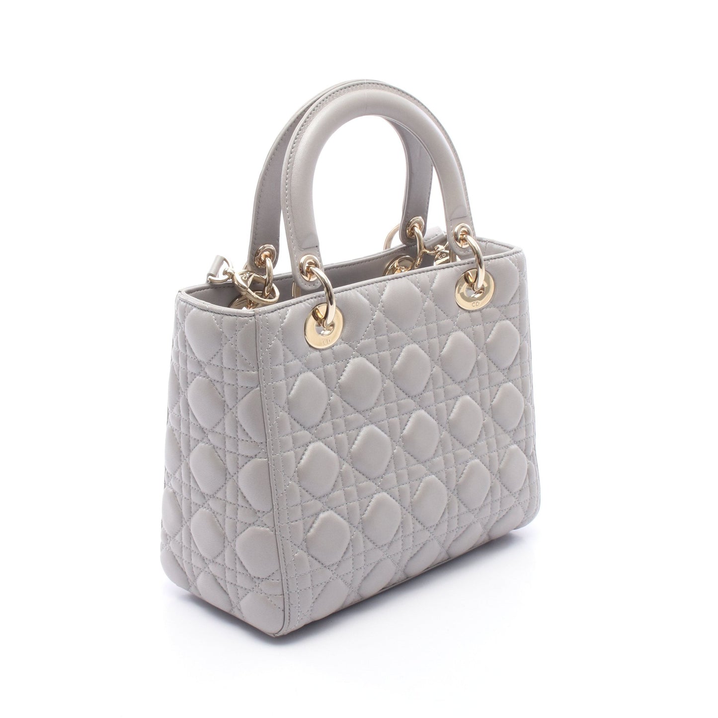 LADY DIOR レディディオール カナージュ 2WAY ハンドバッグ レザー グレー クリスチャンディオール バッグ Christian Dior