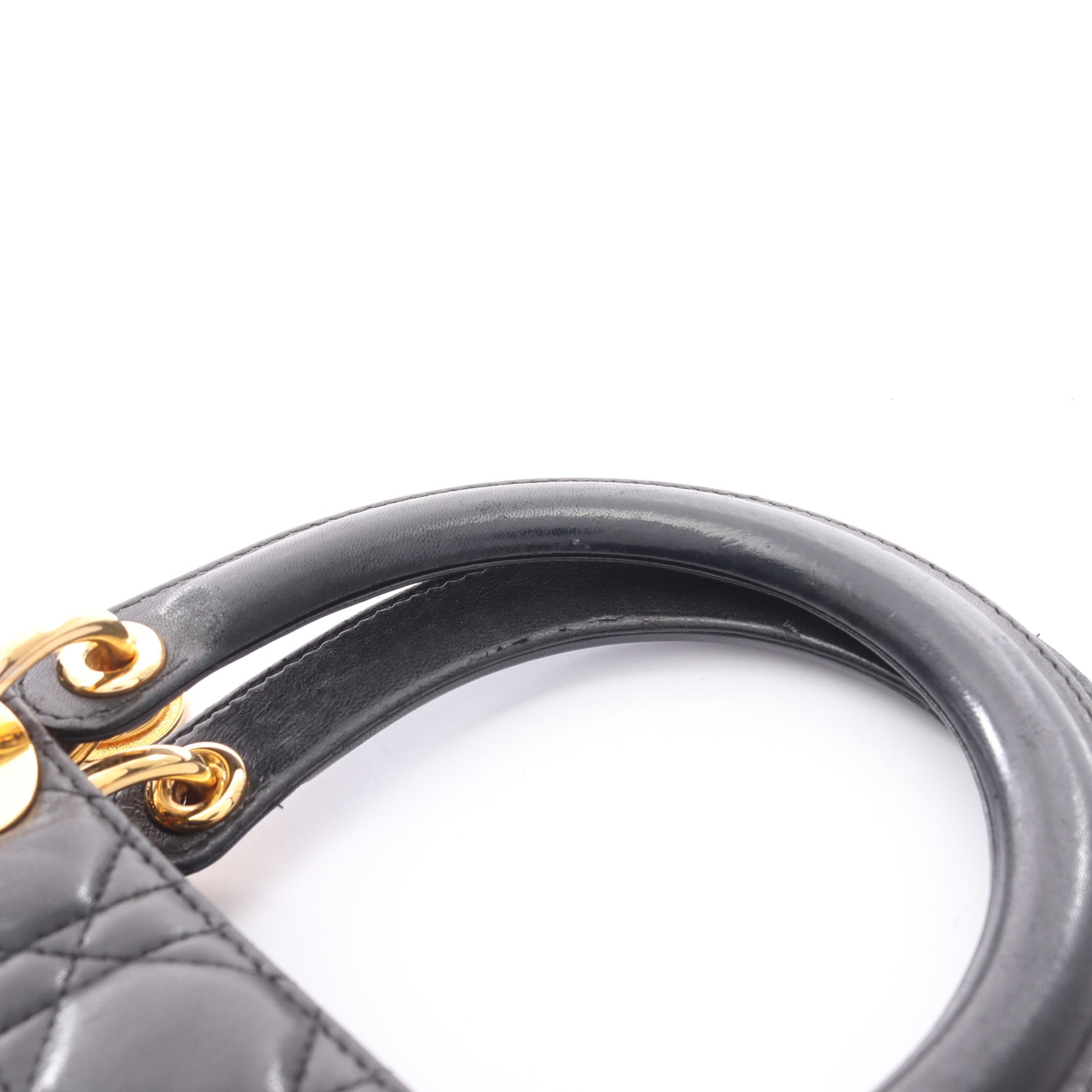 LADY DIOR レディディオール カナージュ ハンドバッグ レザー ブラック クリスチャンディオール バッグ Christian Dior