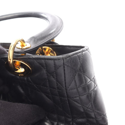 LADY DIOR レディディオール カナージュ ハンドバッグ レザー ブラック クリスチャンディオール バッグ Christian Dior