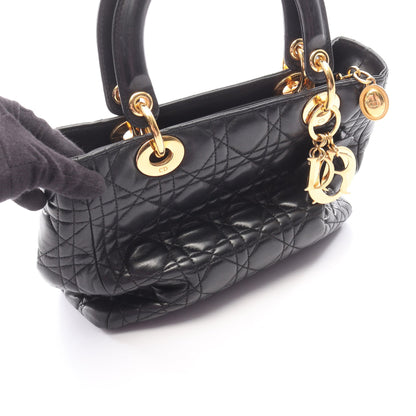 LADY DIOR レディディオール カナージュ ハンドバッグ レザー ブラック クリスチャンディオール バッグ Christian Dior