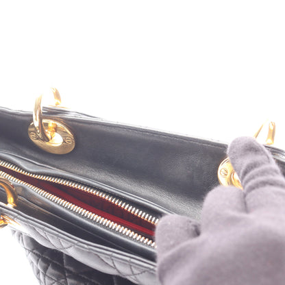 LADY DIOR レディディオール カナージュ ハンドバッグ レザー ブラック クリスチャンディオール バッグ Christian Dior