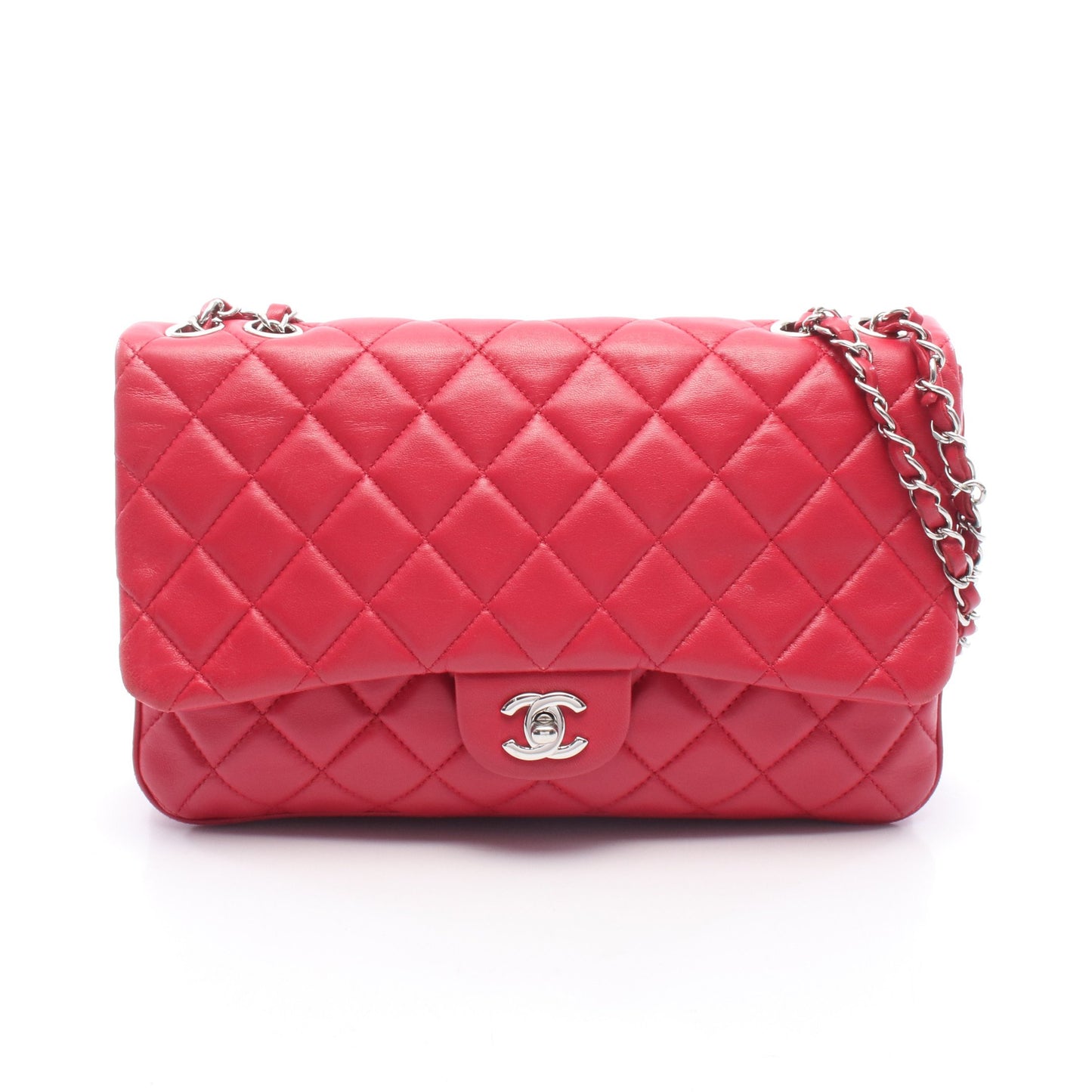 マトラッセ チェーンショルダーバッグ ラムスキン ピンクパープル シルバー金具 シャネル バッグ CHANEL