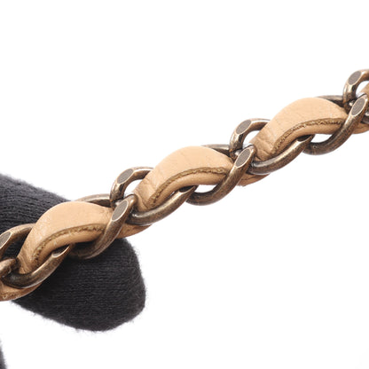 ワイルドステッチ アンティークゴールド金具 Wチェーンショルダーバッグ レザー ベージュ シャネル バッグ CHANEL