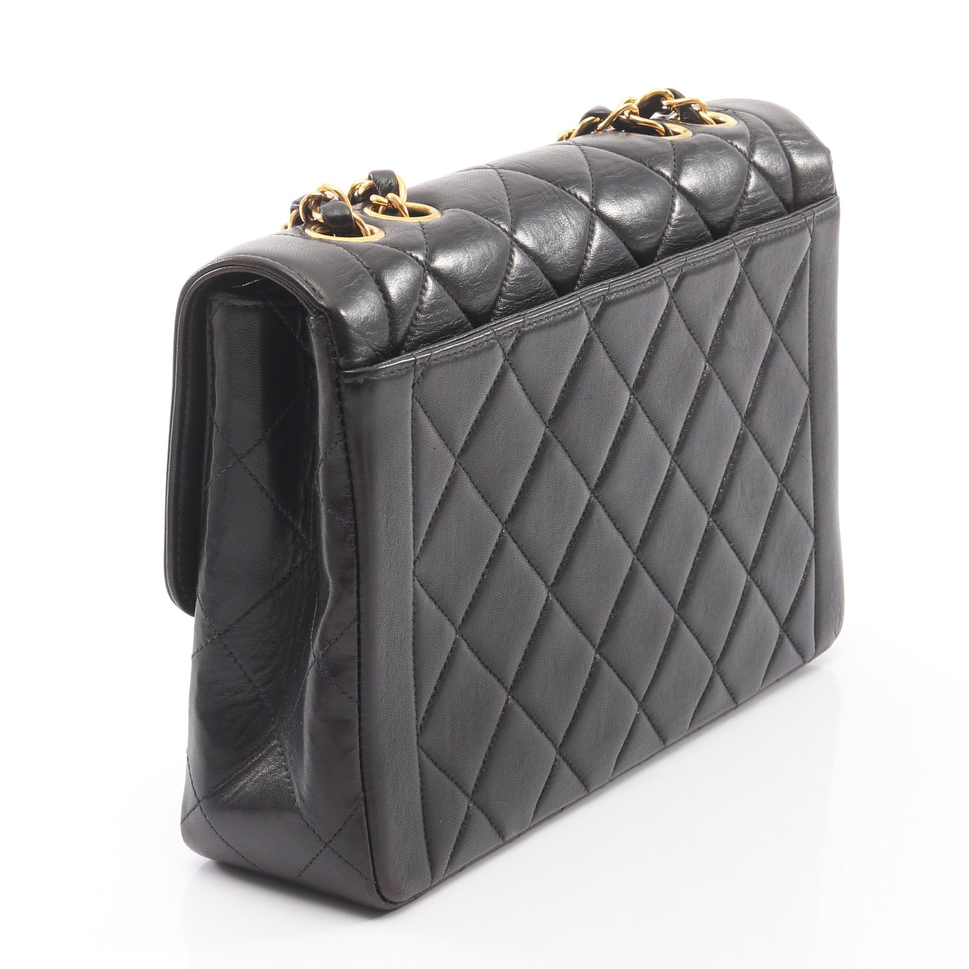 マトラッセ チェーンショルダーバッグ ラムスキン ブラック ゴールド金具 シャネル バッグ CHANEL