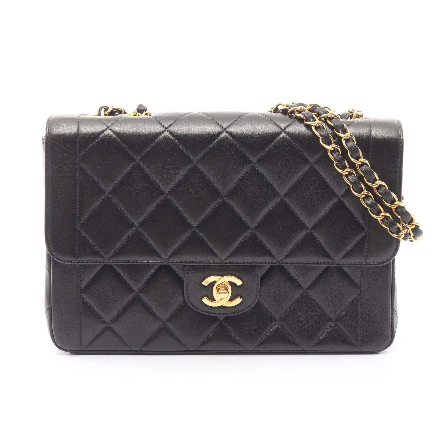 マトラッセ チェーンショルダーバッグ ラムスキン ブラック ゴールド金具 シャネル バッグ CHANEL