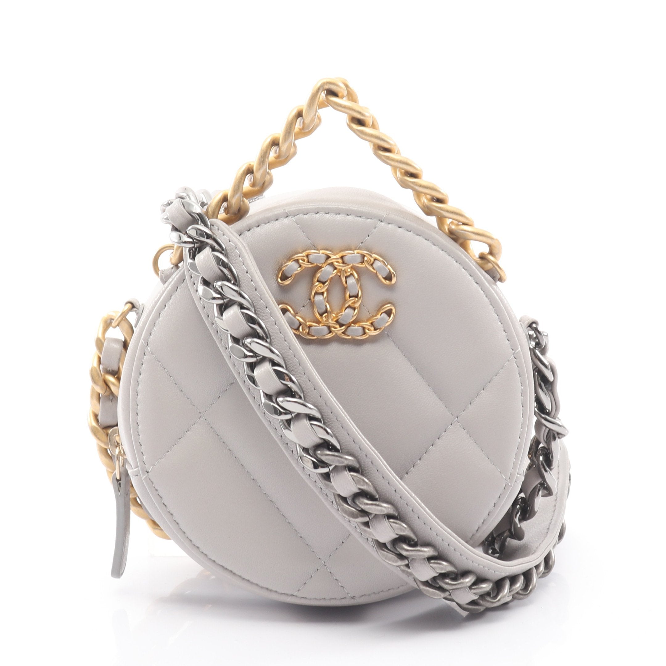 CHANEL19 マトラッセ ラウンド コンビ金具 2WAY チェーンショルダー