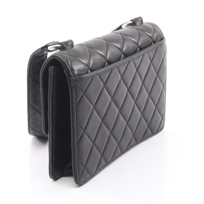 マトラッセ ショルダーバッグ ラムスキン ブラック シルバー金具 シャネル バッグ CHANEL