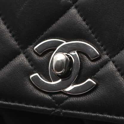 マトラッセ ショルダーバッグ ラムスキン ブラック シルバー金具 シャネル バッグ CHANEL