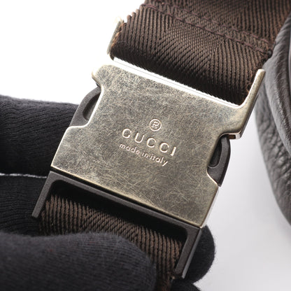 GGクリスタル ボディバッグ ウエストバッグ コーティングキャンバス レザー ベージュ ダークブラウン グッチ バッグ GUCCI