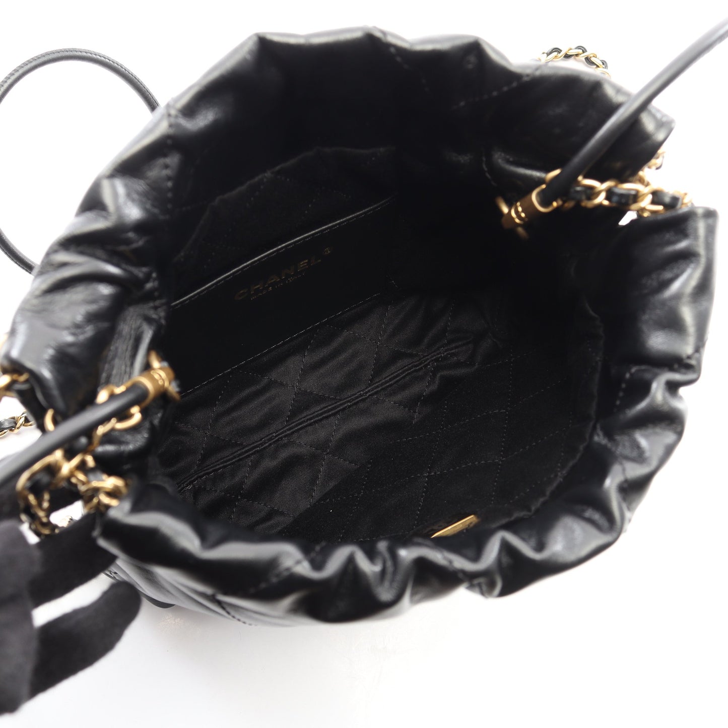 CHANEL 22 ミニ チェーンショルダーバッグ レザー ブラック ゴールド金具 シャネル バッグ CHANEL