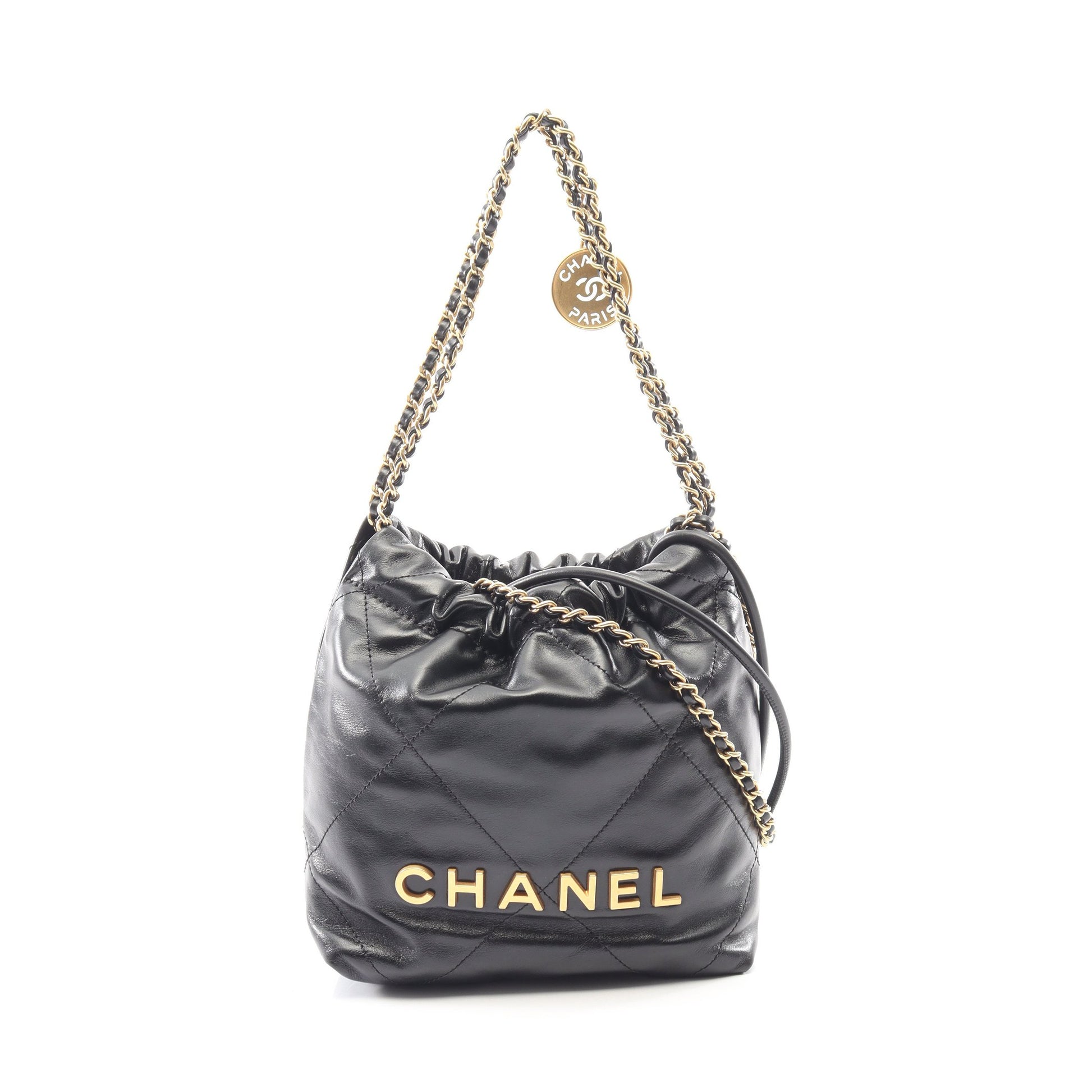 CHANEL 22 ミニ チェーンショルダーバッグ レザー ブラック ゴールド金具 シャネル バッグ CHANEL