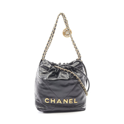 CHANEL 22 ミニ チェーンショルダーバッグ レザー ブラック ゴールド金具 シャネル バッグ CHANEL