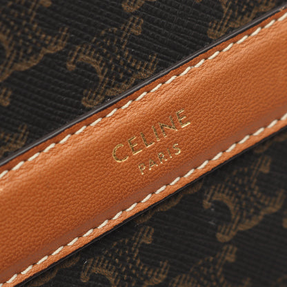 ラウンドパース トリオンフ ショルダーバッグ PVC レザー ブラック ブラウン セリーヌ バッグ CELINE