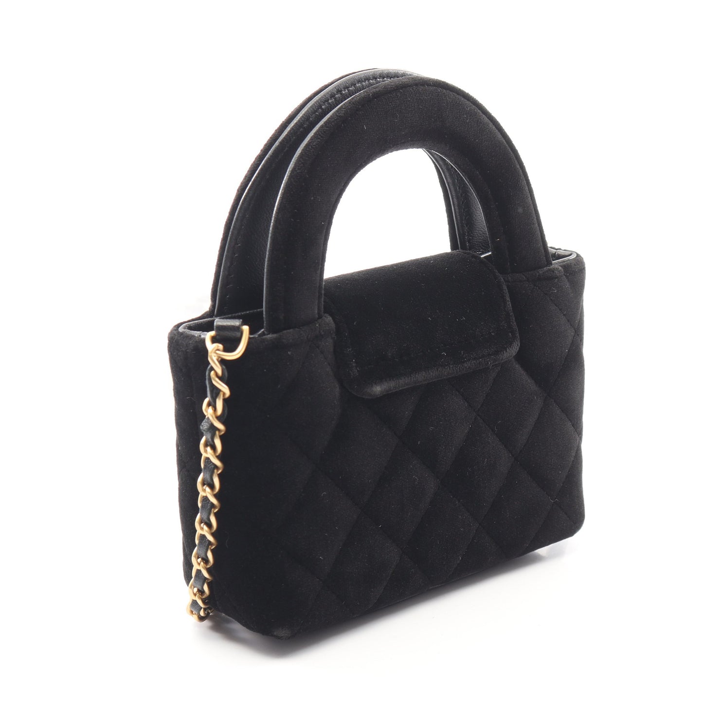 マトラッセ 2WAY チェーンショルダーバッグ ベロア ブラック ゴールド金具 シャネル バッグ CHANEL