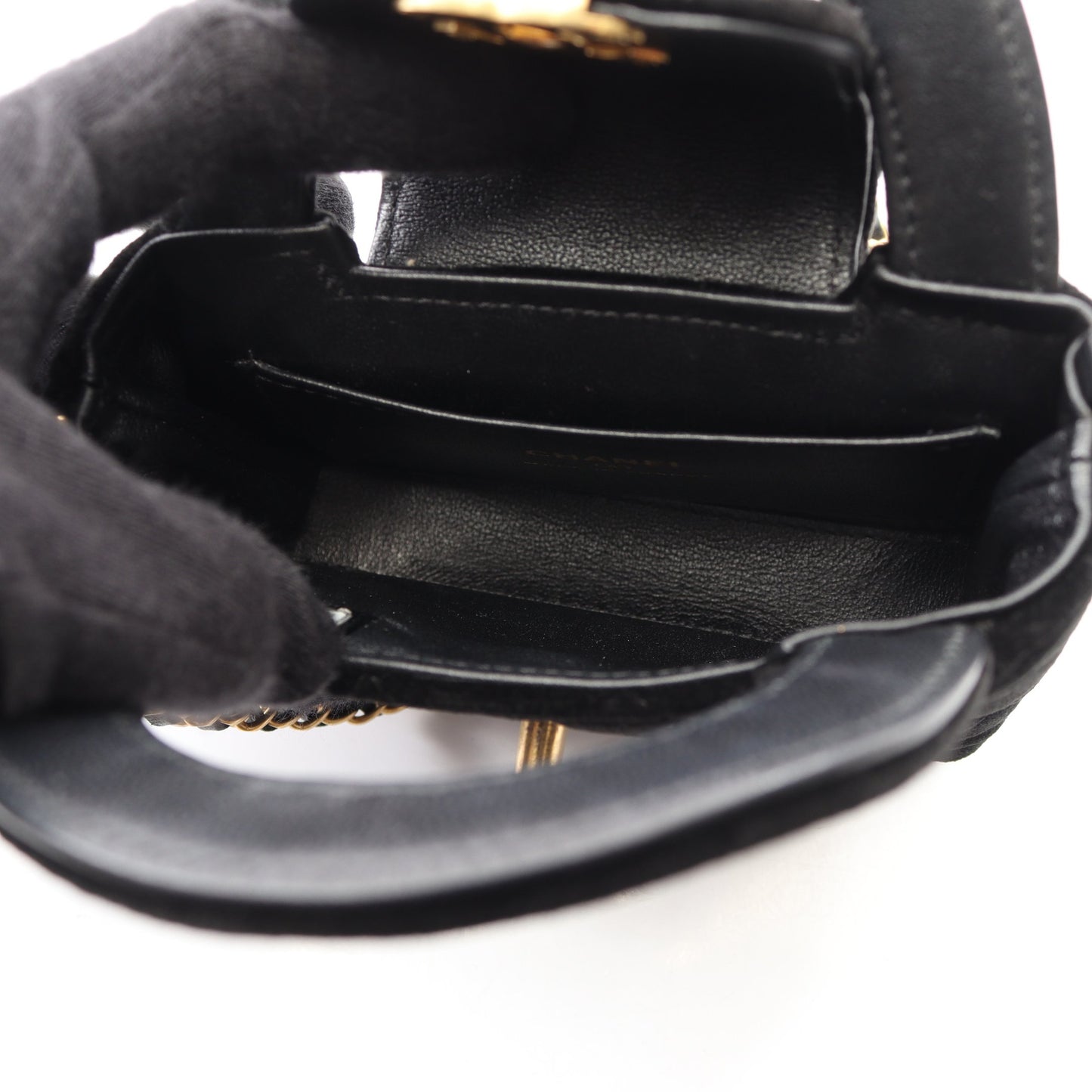 マトラッセ 2WAY チェーンショルダーバッグ ベロア ブラック ゴールド金具 シャネル バッグ CHANEL
