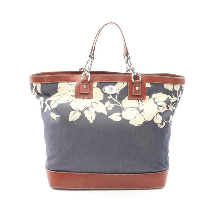 花柄 ハンドバッグ トートバッグ デニム レザー インディゴブルー ブラウン セリーヌ バッグ CELINE