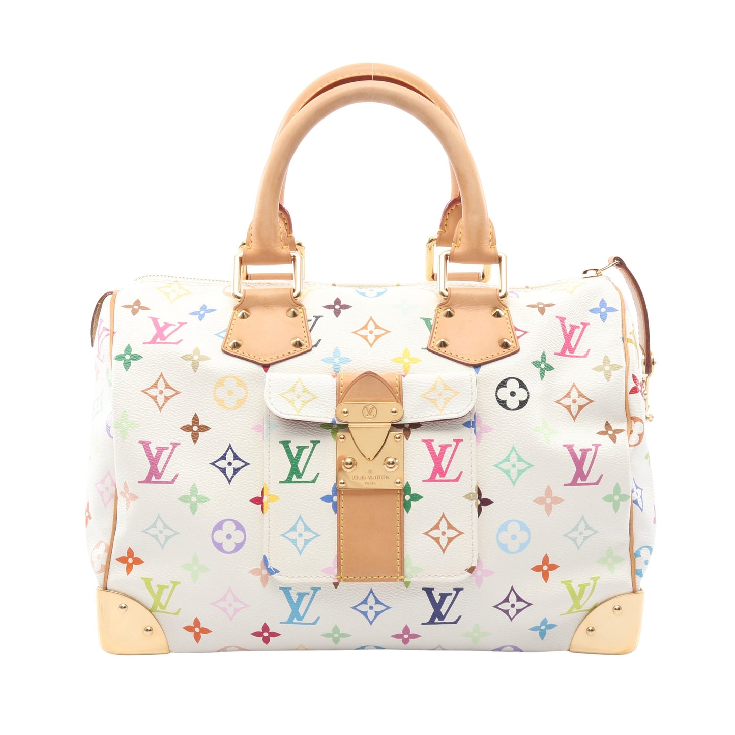 スピーディ30 モノグラムマルチカラー ブロン ハンドバッグ PVC レザー ホワイト ルイヴィトン バッグ LOUIS VUITTON
