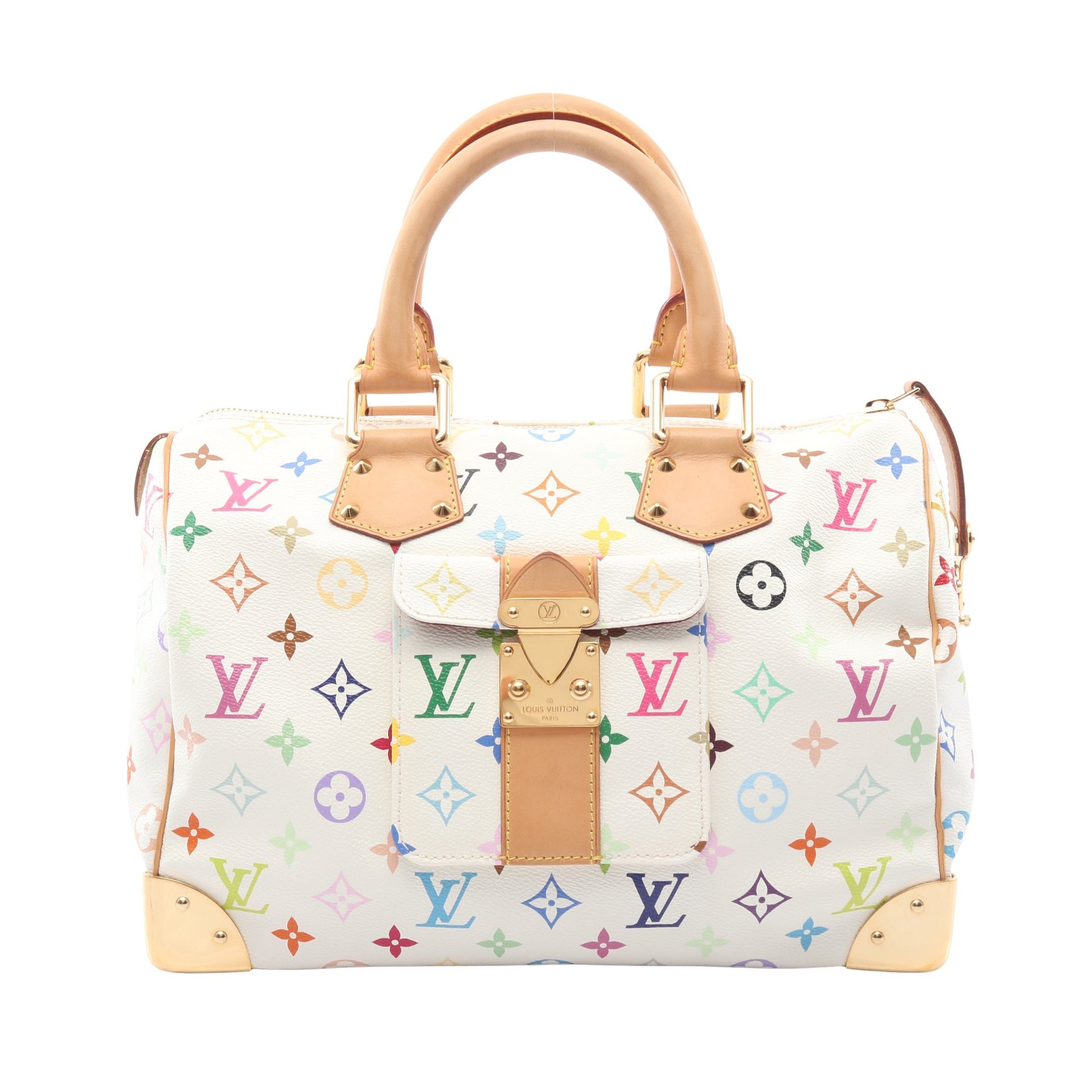 スピーディ30 モノグラムマルチカラー ブロン ハンドバッグ PVC レザー ホワイト ルイヴィトン バッグ LOUIS VUITTON