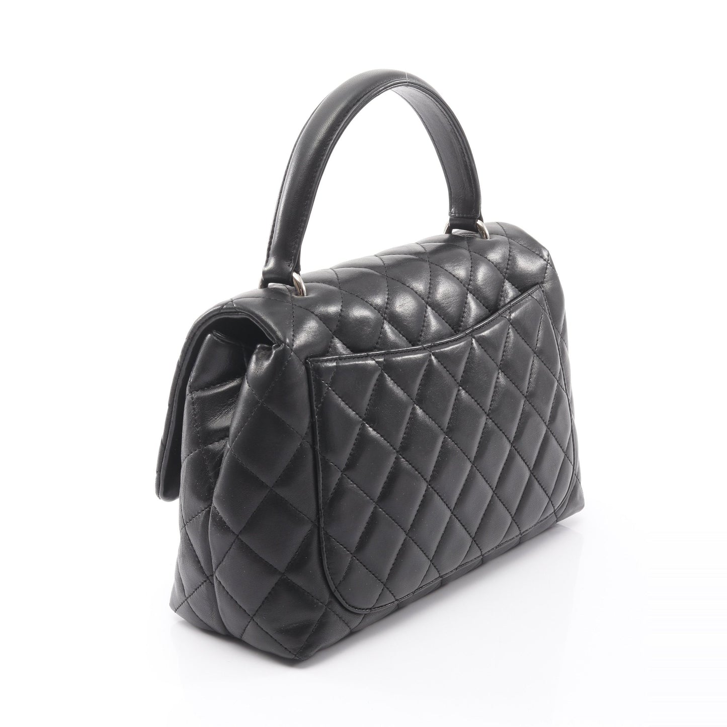 マトラッセ トップハンドルバッグ ハンドバッグ ラムスキン ブラック シルバー金具 シャネル バッグ CHANEL