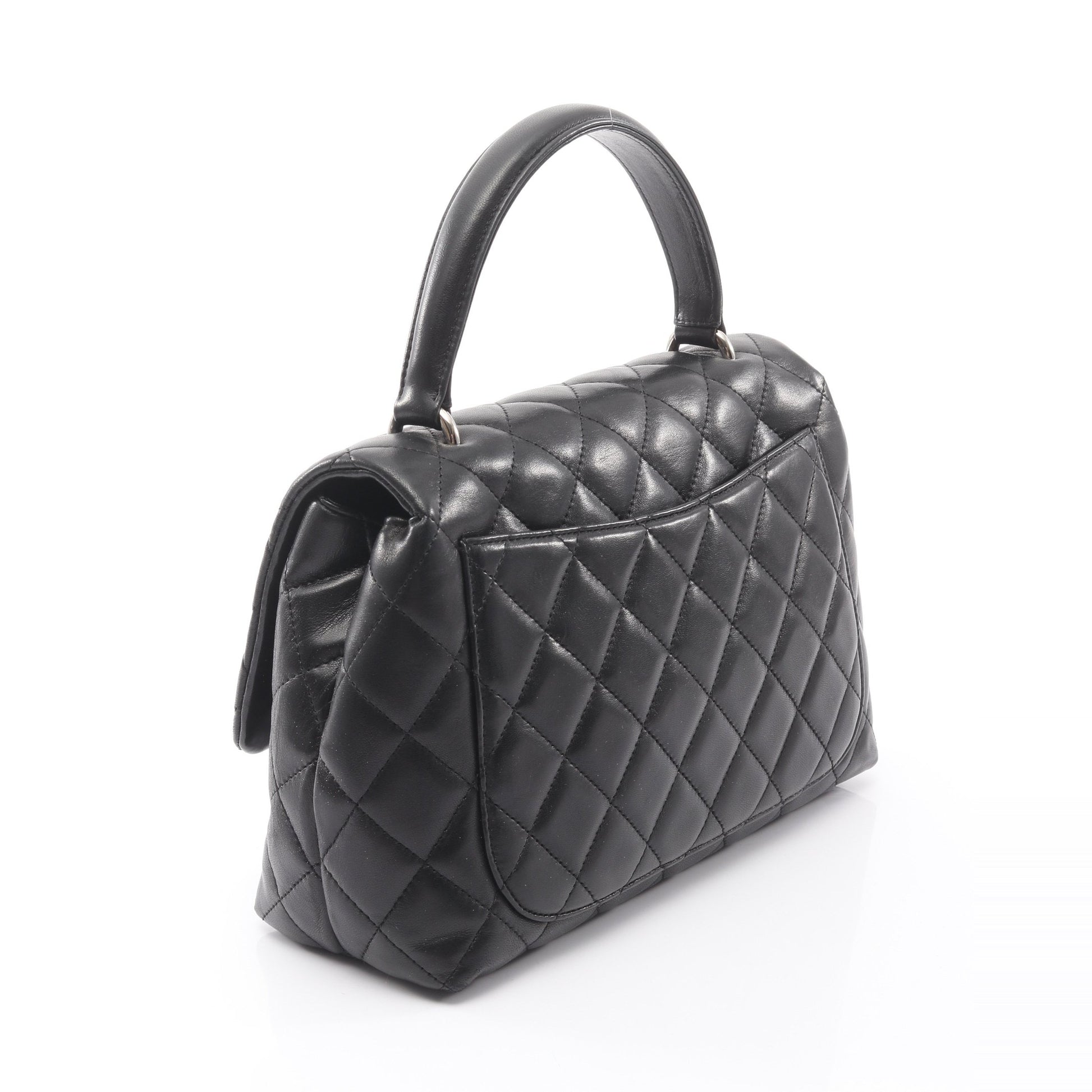 マトラッセ トップハンドルバッグ ハンドバッグ ラムスキン ブラック シルバー金具 シャネル バッグ CHANEL