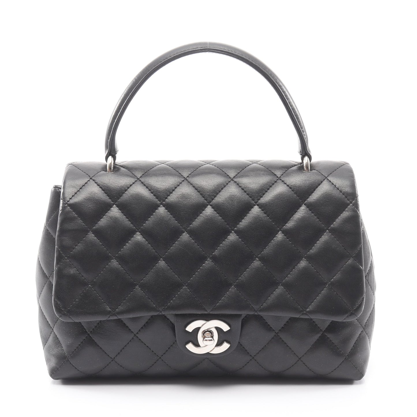 マトラッセ トップハンドルバッグ ハンドバッグ ラムスキン ブラック シルバー金具 シャネル バッグ CHANEL