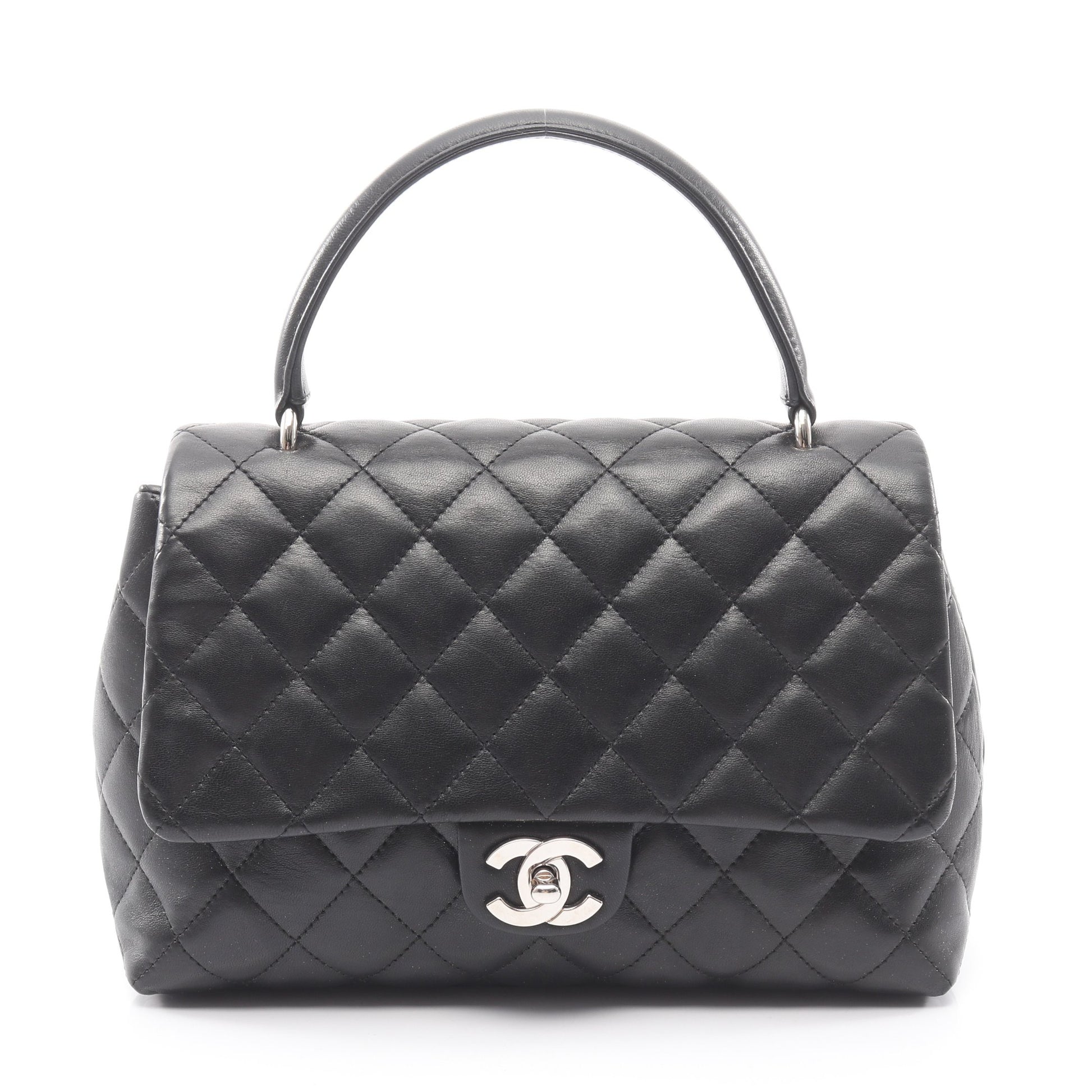 マトラッセ トップハンドルバッグ ハンドバッグ ラムスキン ブラック シルバー金具 シャネル バッグ CHANEL