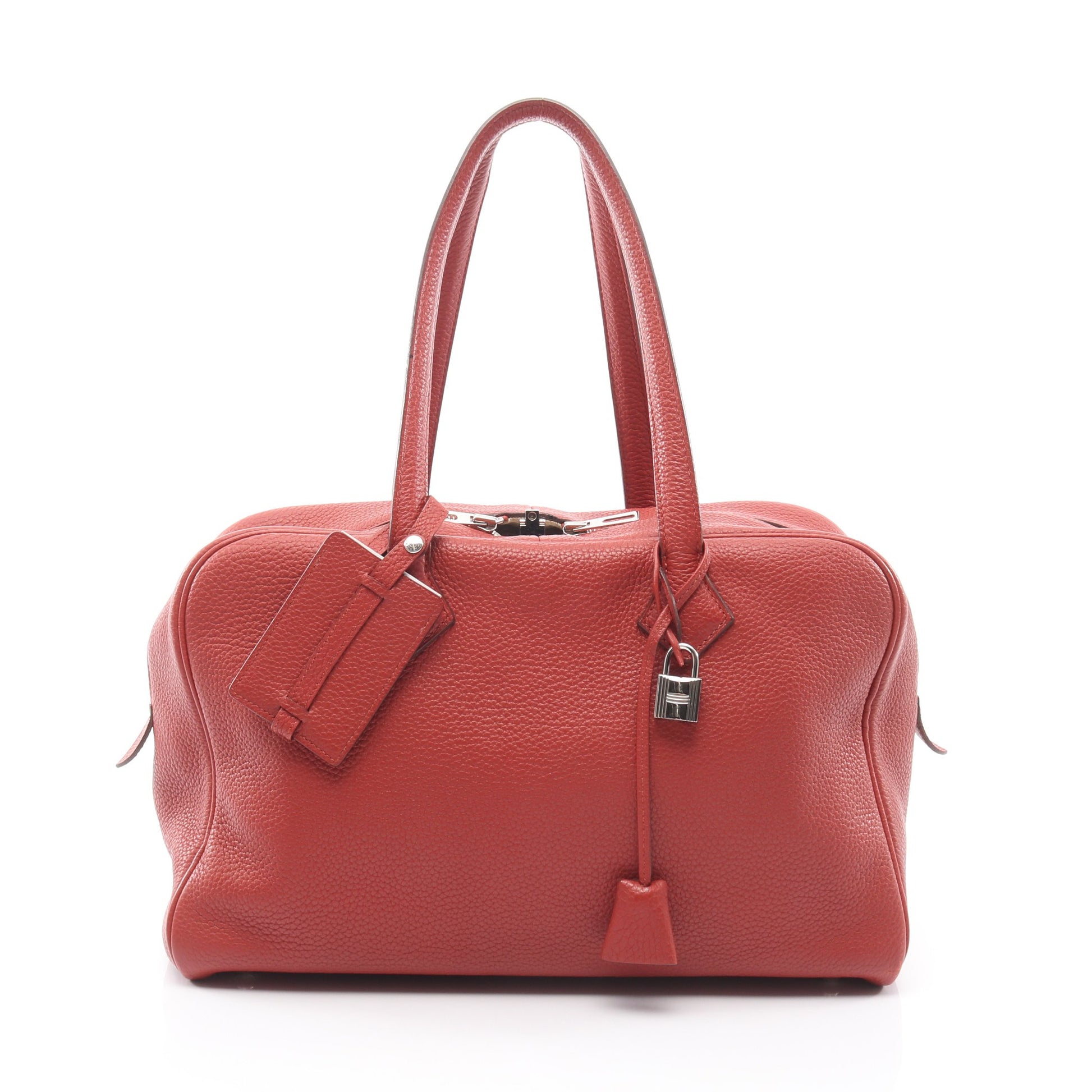 ヴィクトリア35 ルージュベネチアン ハンドバッグ ミニボストンバッグ トリヨンクレマンス レッドブラウン シルバー金具 □M刻印 エルメス バッグ HERMES