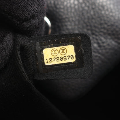 マトラッセ デカココマーク ハンドバッグ キャビアスキン ブラック シルバー金具 シャネル バッグ CHANEL