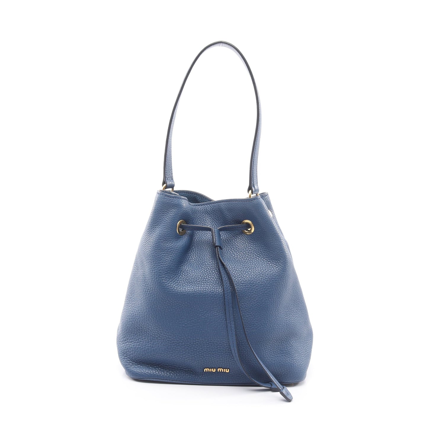 ドローストリング ショルダーバッグ レザー ブルー ミュウミュウ バッグ miu miu