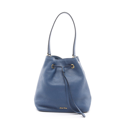 ドローストリング ショルダーバッグ レザー ブルー ミュウミュウ バッグ miu miu