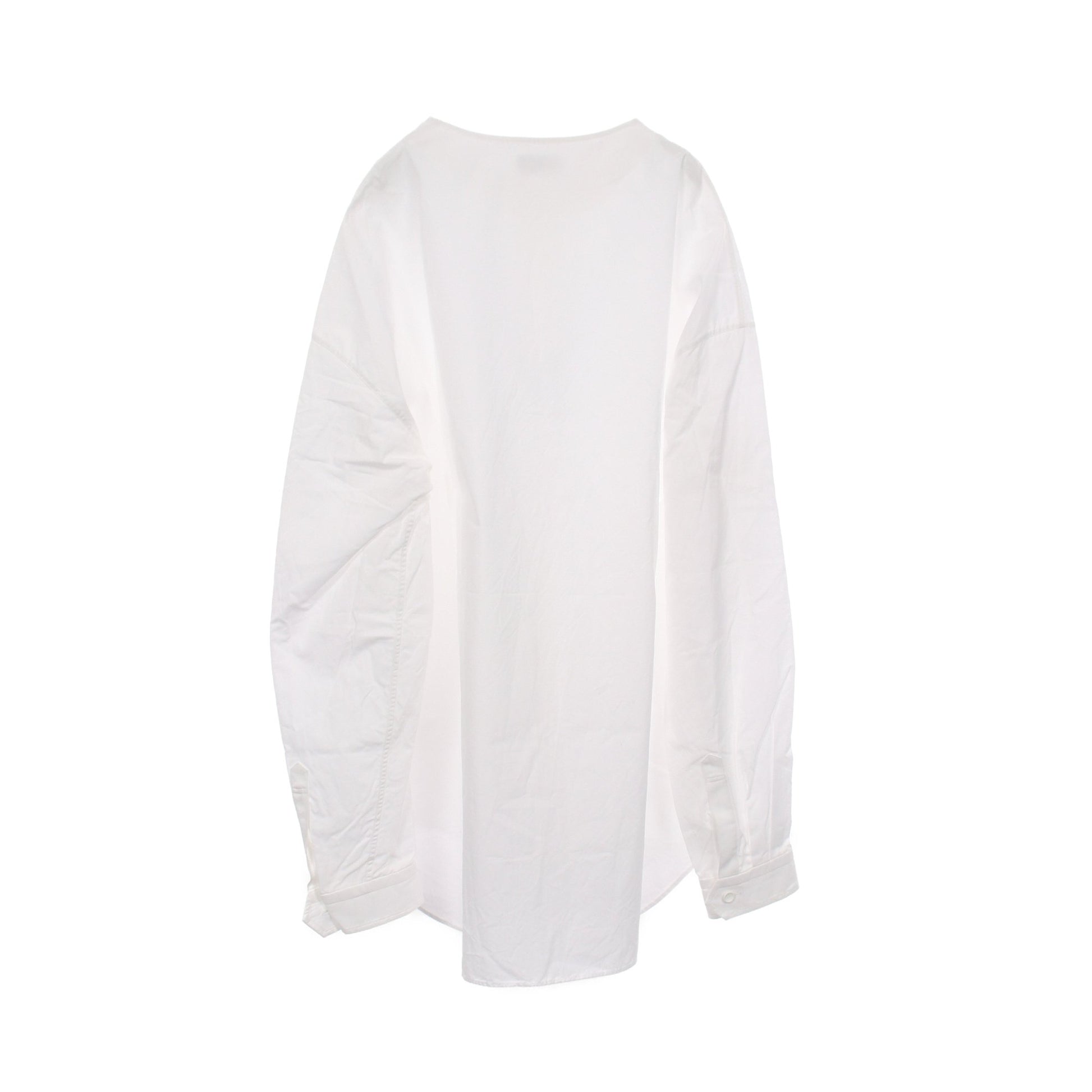 ノーカラー 長袖 シャツ コットン ホワイト リラクス トップス THE RERACS