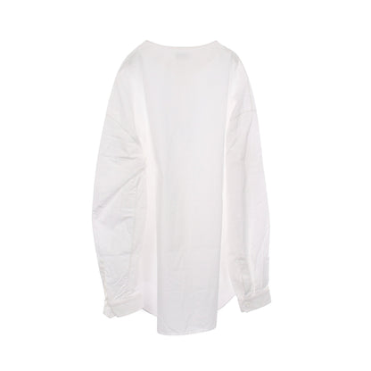 ノーカラー 長袖 シャツ コットン ホワイト リラクス トップス THE RERACS