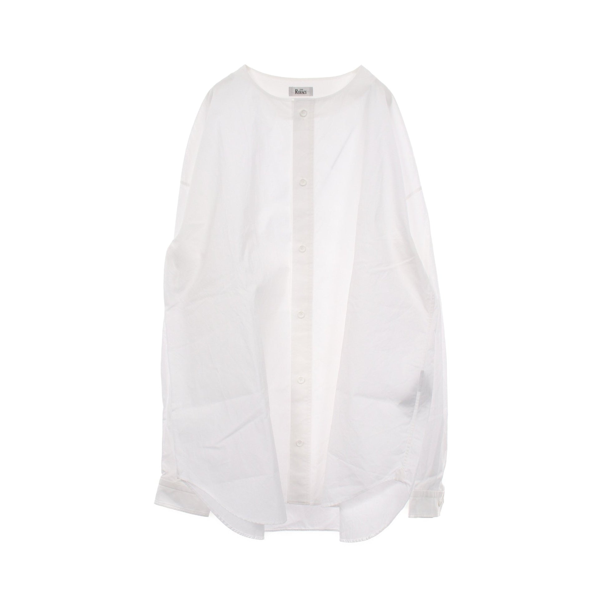 ノーカラー 長袖 シャツ コットン ホワイト リラクス トップス THE RERACS