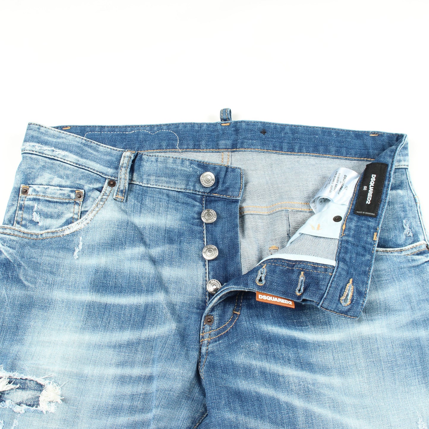 SKATER JEAN ダメージ加工 デニムパンツ コットン ブルー ディースクエアード ボトムス DSQUARED2