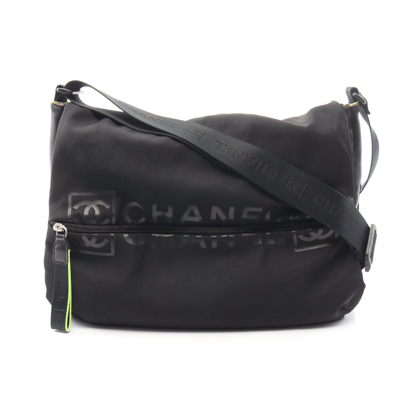 スポーツライン ココマーク ショルダーバッグ ナイロン ラバー ブラック シルバー金具 シャネル バッグ CHANEL