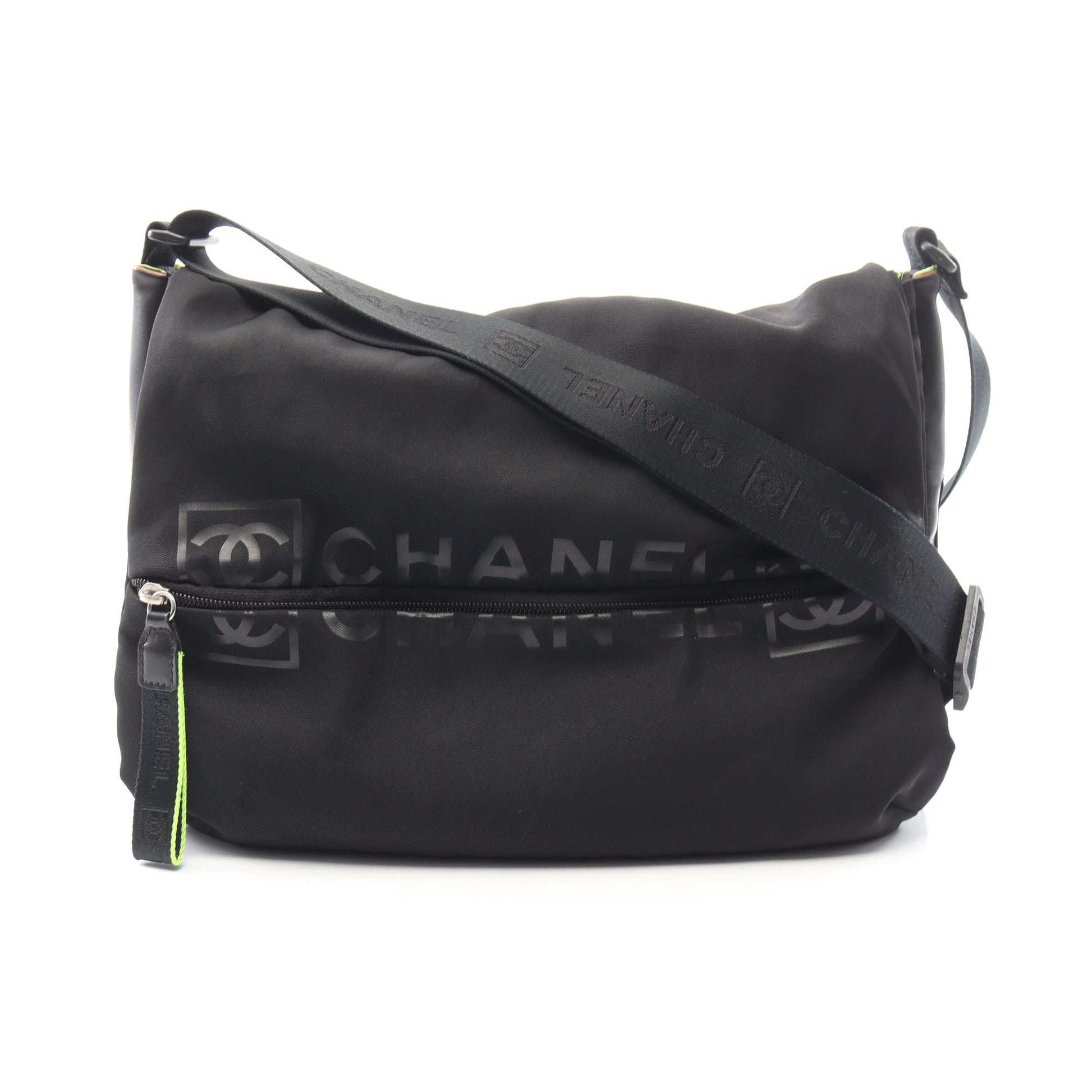 スポーツライン ココマーク ショルダーバッグ ナイロン ラバー ブラック シルバー金具 シャネル バッグ CHANEL
