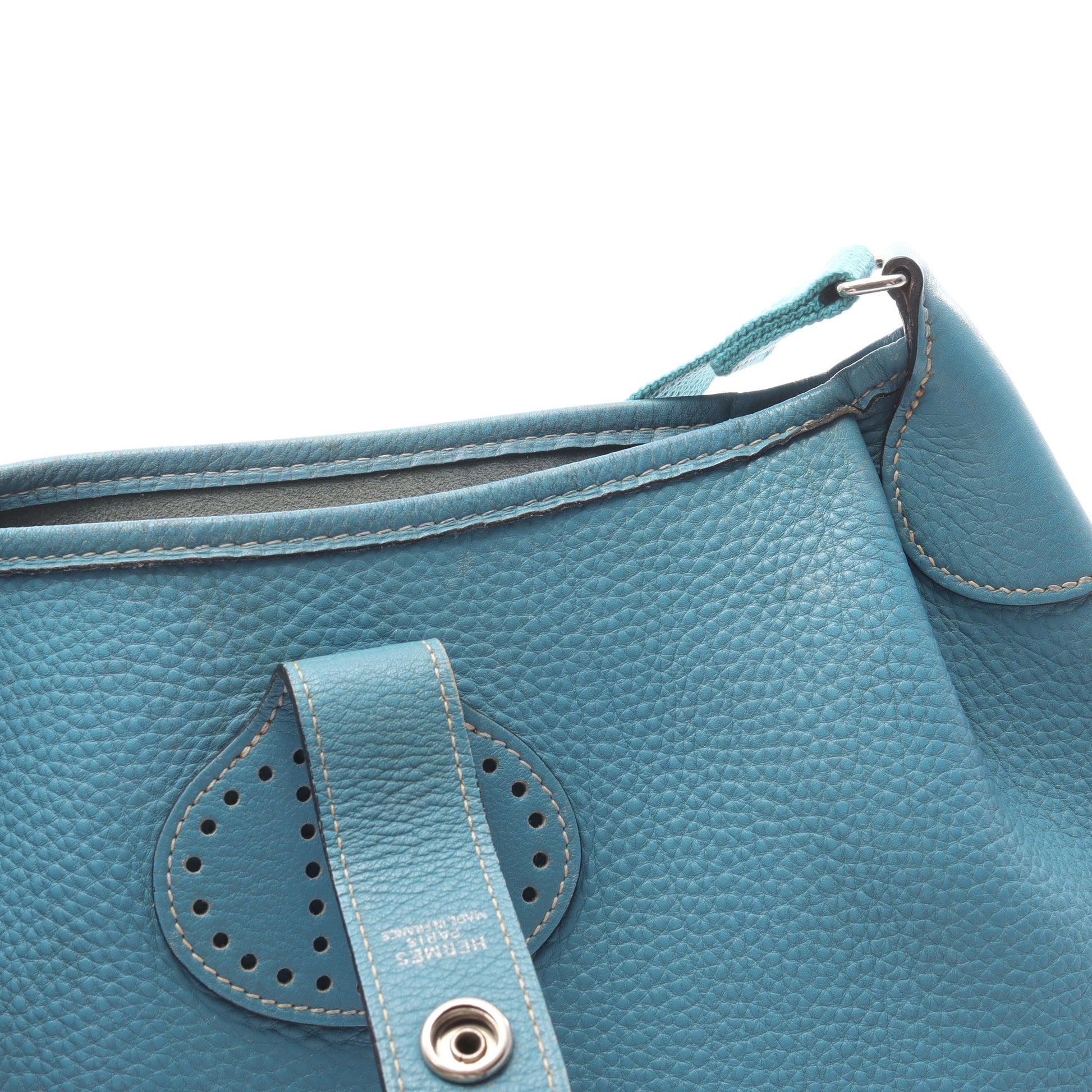 ロデオドゥ ブルージーン ショルダーバッグ トリヨンクレマンス ブルー シルバー金具 □C刻印 エルメス バッグ HERMES