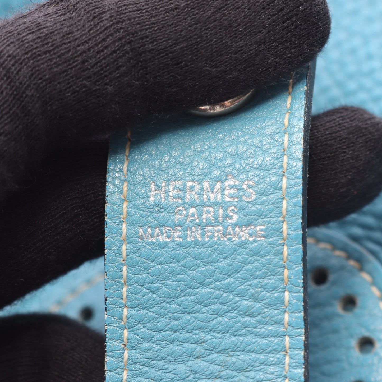 ロデオドゥ ブルージーン ショルダーバッグ トリヨンクレマンス ブルー シルバー金具 □C刻印 エルメス バッグ HERMES