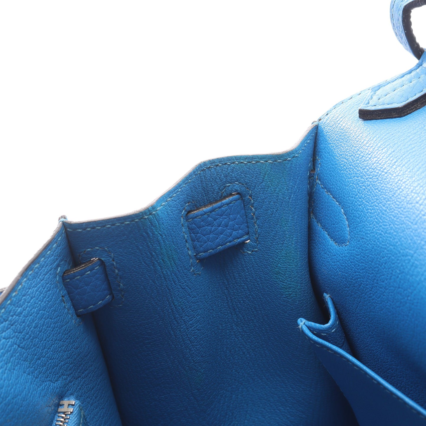 ジプシエール28 ブルーイドラ ショルダーバッグ トリヨンクレマンス ブルー シルバー金具 □Q刻印 エルメス バッグ HERMES