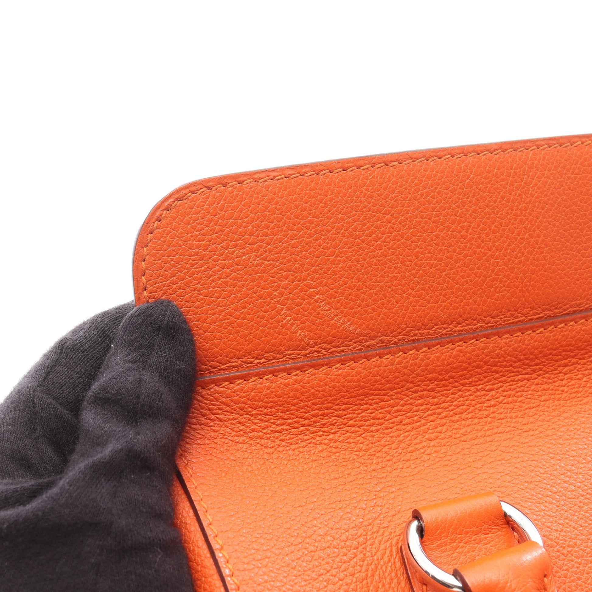 ツールボックス26 ハンドバッグ エバーカラー オレンジ シルバー金具 □R刻印 エルメス バッグ HERMES