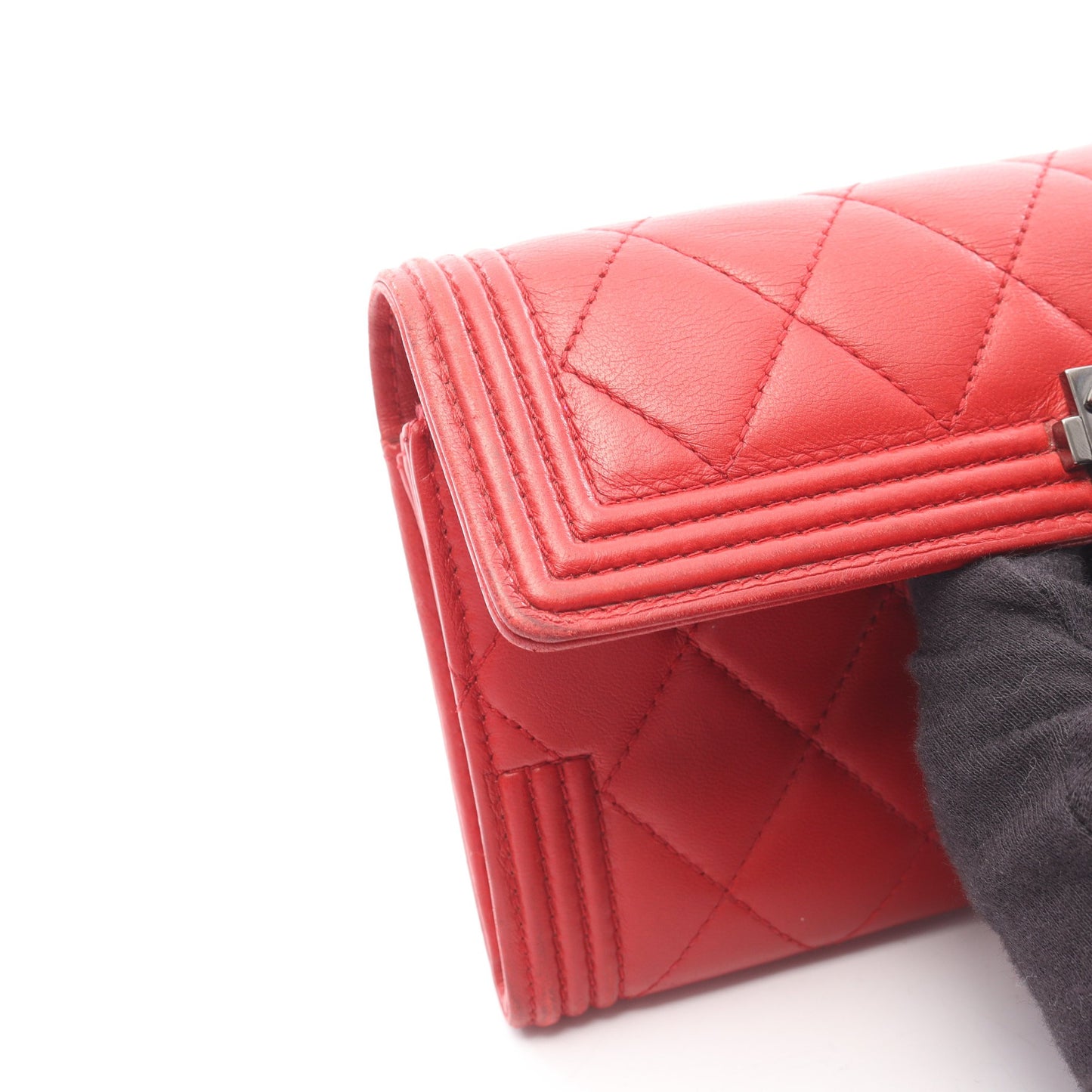 ボーイシャネル 二つ折り長財布 ラムスキン レッド シルバー金具 シャネル 財布・小物 CHANEL