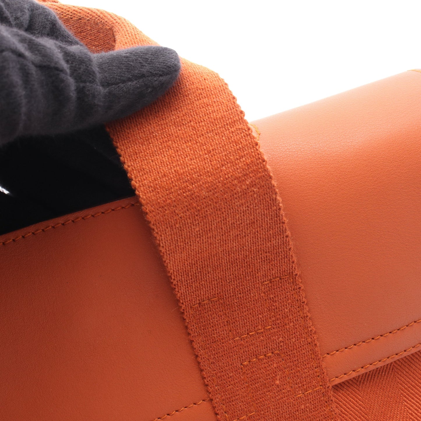 ヴァルパライソPM ポティロン ハンドバッグ トワルシェブロン レザー オレンジ シルバー金具 エルメス バッグ HERMES