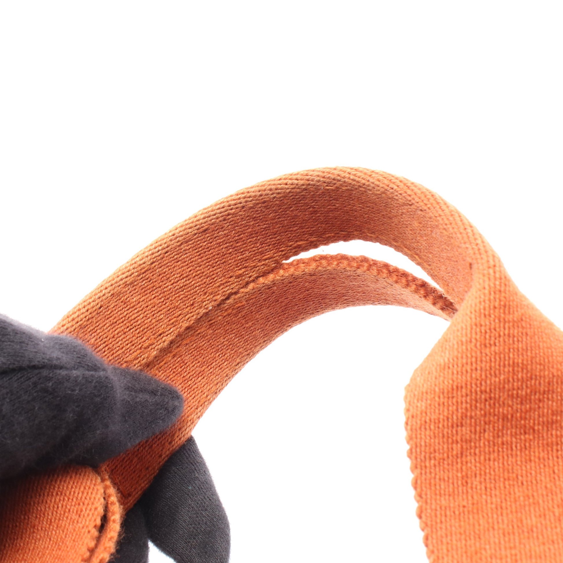 ヴァルパライソPM ポティロン ハンドバッグ トワルシェブロン レザー オレンジ シルバー金具 エルメス バッグ HERMES