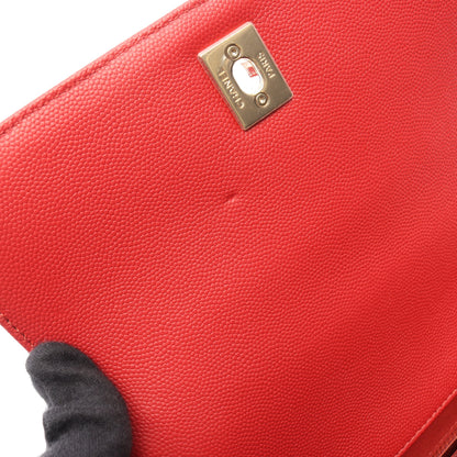 ミニ フラップ バッグ マトラッセ 2WAY チェーンショルダーバッグ キャビアスキン レッド ゴールド金具 シャネル バッグ CHANEL